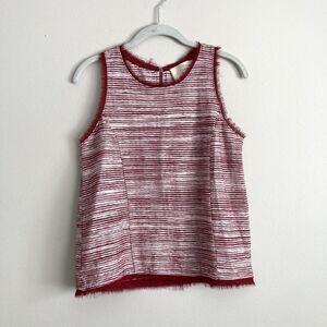 Vanessa Virginia Anthropologie Womens Indira Tank Top Size Small Red Raw Hem
